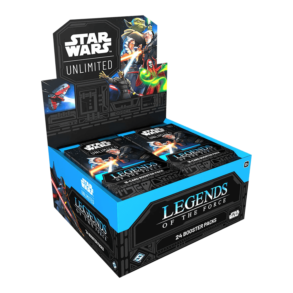 Star Wars: Unlimited Legends of the Force Booster Box featuring 24 packs for trading card battles.