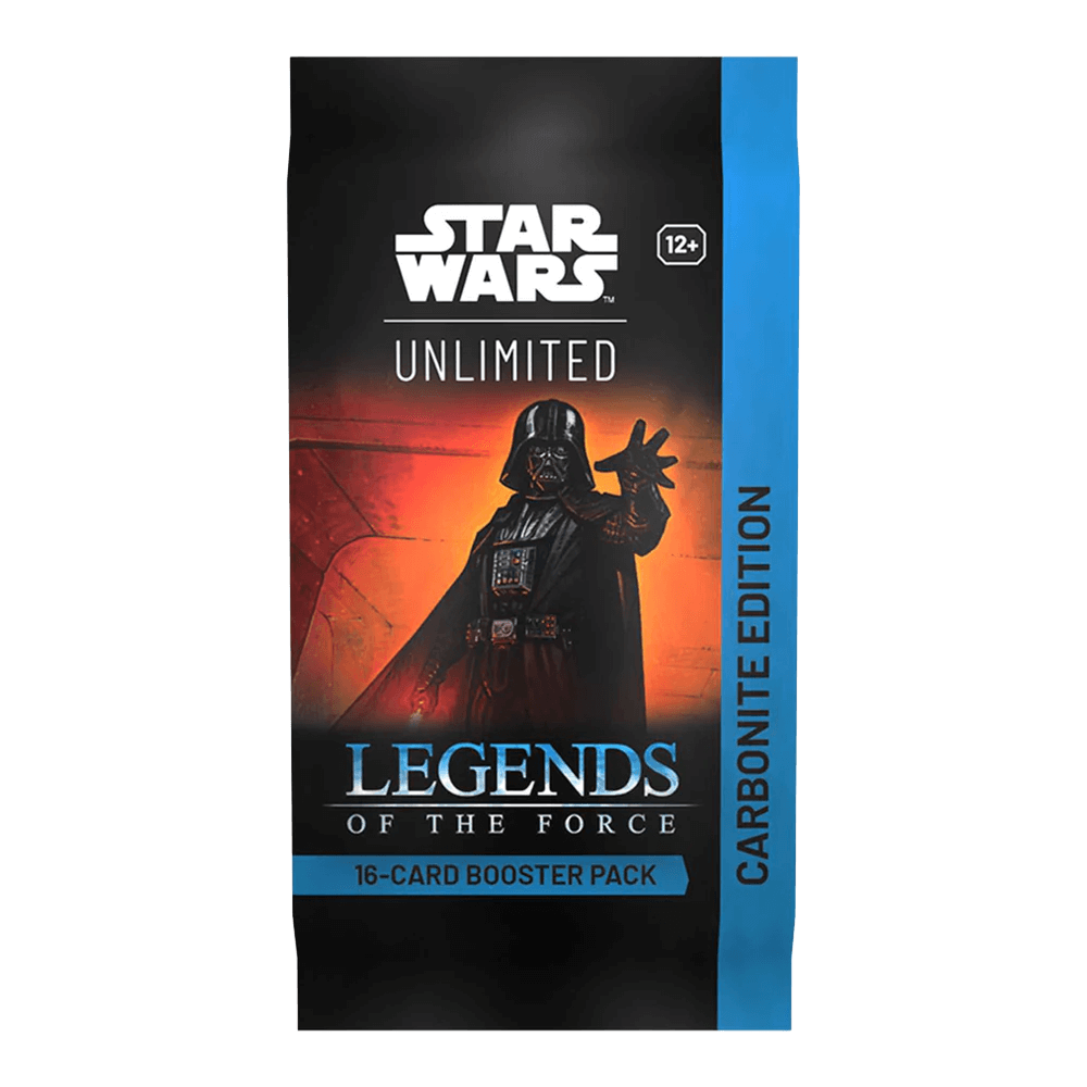Star Wars: Unlimited Legends of the Force Carbonite Booster pack featuring Darth Vader on the front cover.