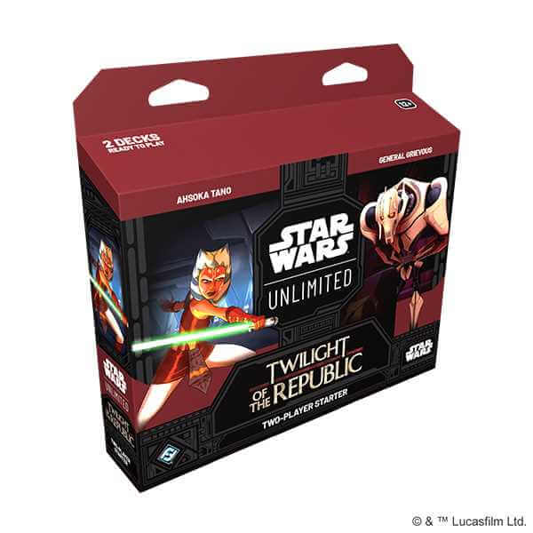 Star Wars: Unlimited Twilight of the Republic Two-Player Starter box featuring Ahsoka Tano and General Grievous.