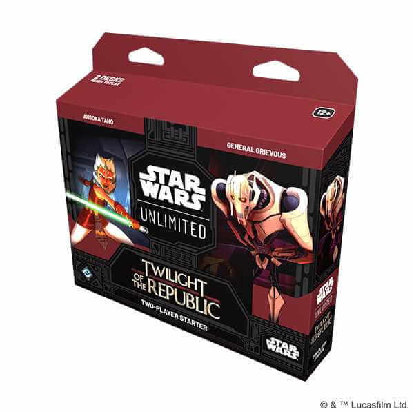 Star Wars: Unlimited Twilight of the Republic Two-Player Starter box featuring iconic characters for epic battles.