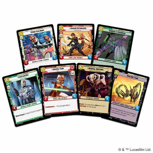 Star Wars: Unlimited Twilight of the Republic Two-Player Starter game cards display