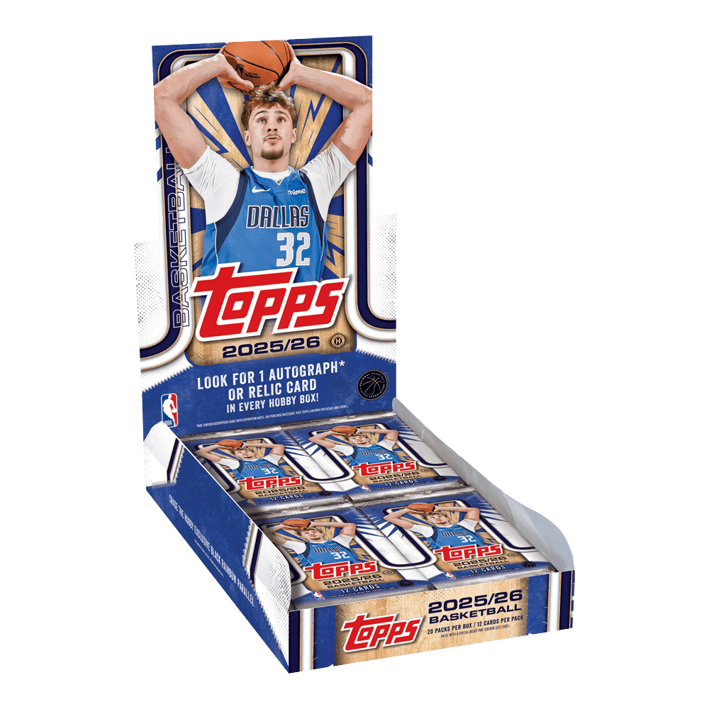 Topps NBA 2025-26 Hobby Box featuring basketball cards and player image