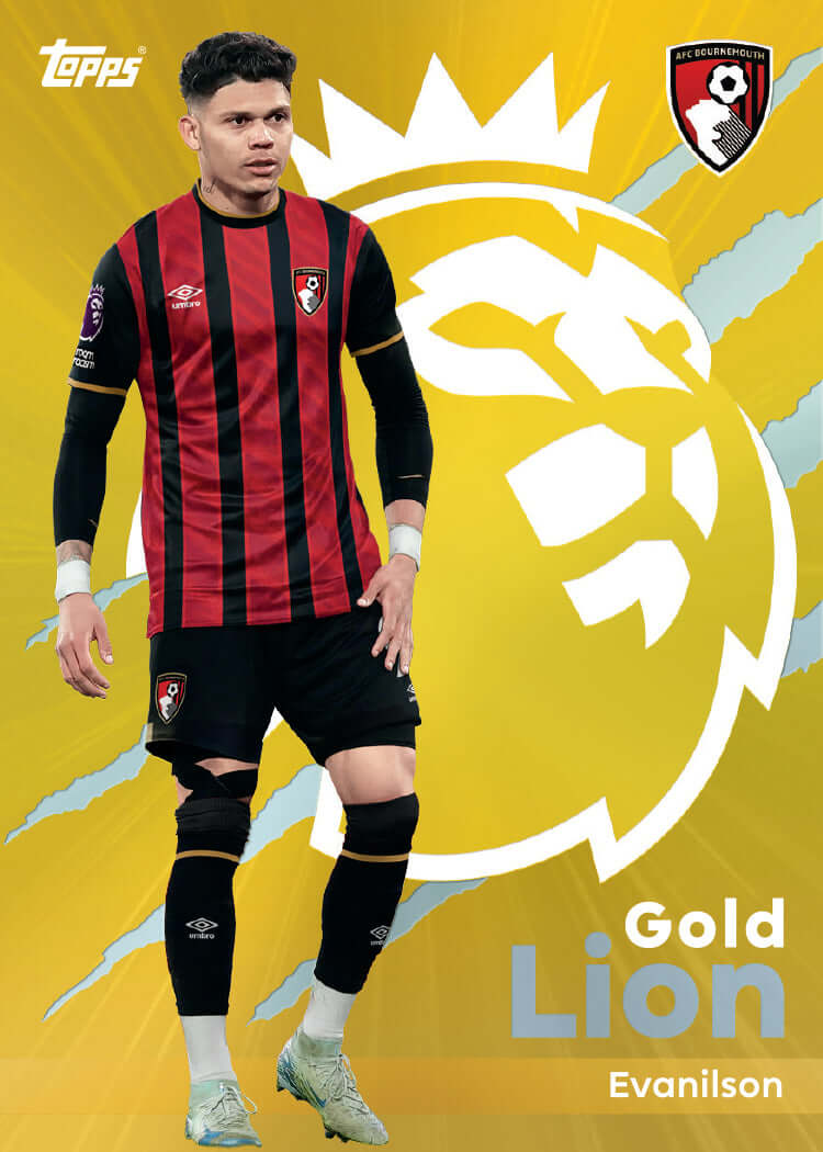 Gold Lion Evanilson card from Topps Premier League 2026 Hobby Box