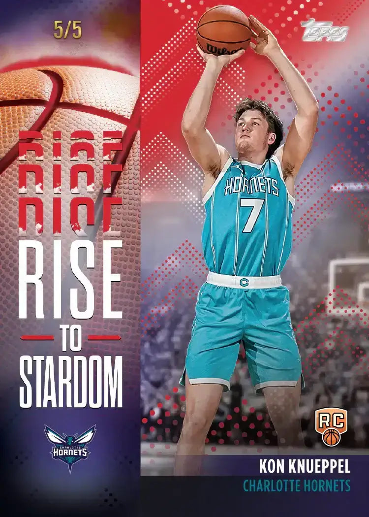 Topps NBA 2025-26 Jumbo Box featuring Kon Kneuppel rookie card for Charlotte Hornets.