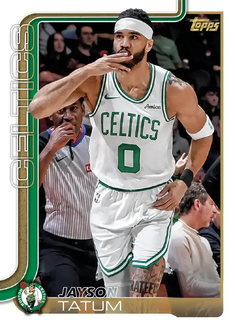 Topps NBA 2025-26 Jumbo Box featuring prominent basketball player in Celtics uniform.