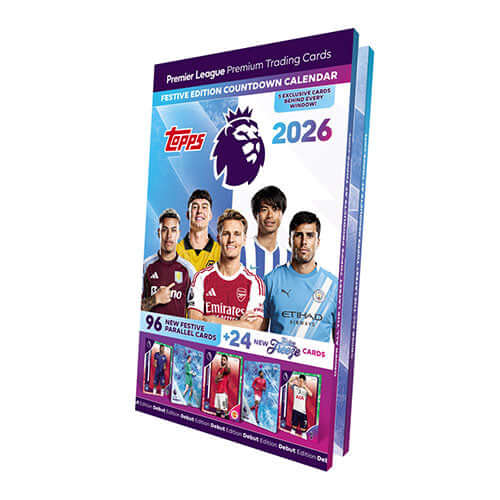 Topps - Premier League 2025/26 Festive Countdown Calendar featuring festive trading cards with Premier League heroes