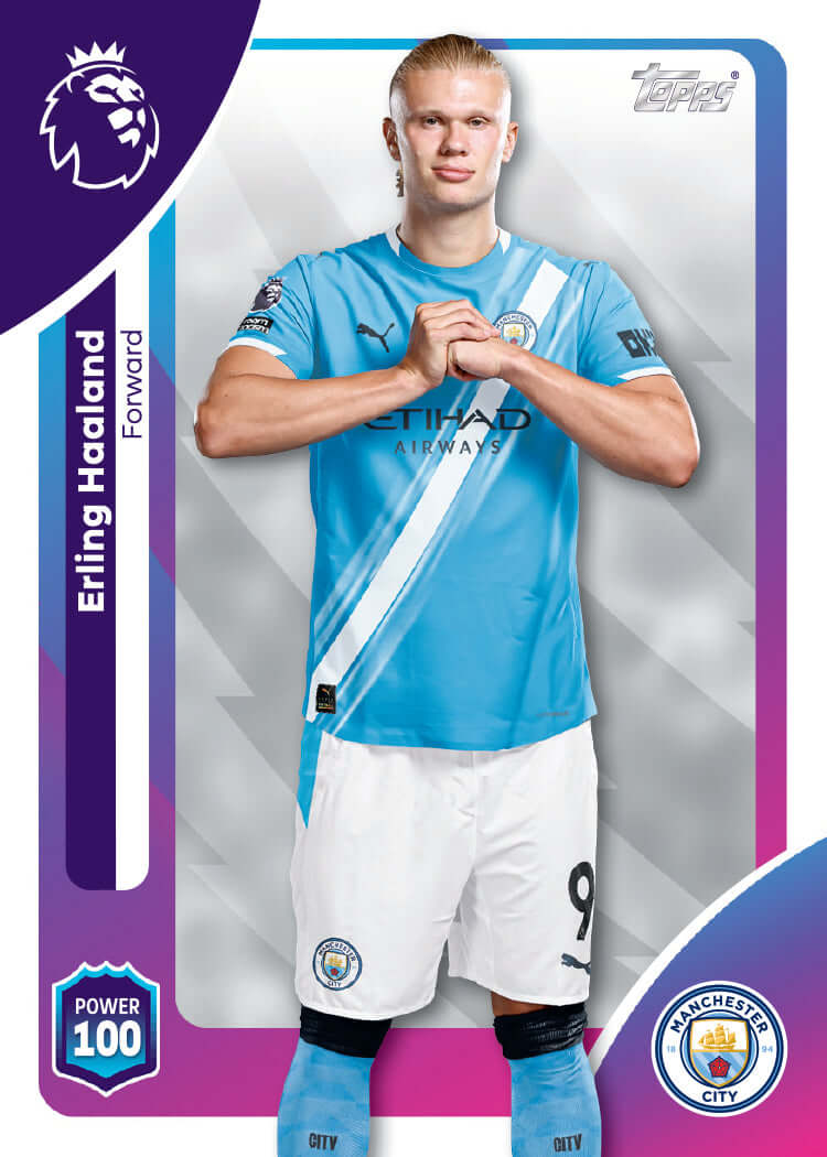 Topps Premier League 2026 Hobby Box featuring Manchester City player card.
