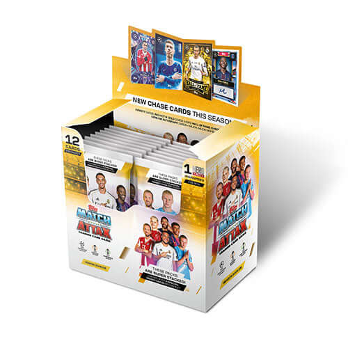 UCC Match Attax 2025/26 Full Box of 32 with UEFA club competitions cards and chase cards display